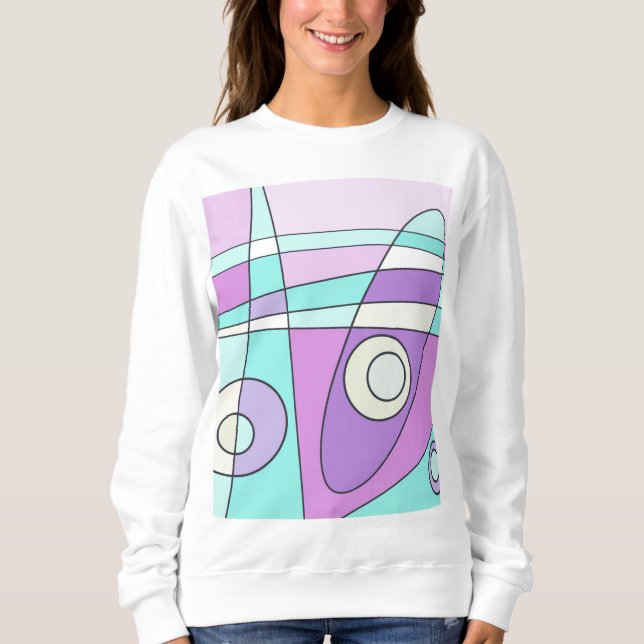 Abstraktes Surfen Pastel Türkis Lilac Sweatshirt (Vorderseite)