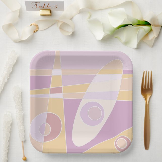 Abstraktes Surfpfirsich aus Papierplatte Pappteller (Hochzeit)