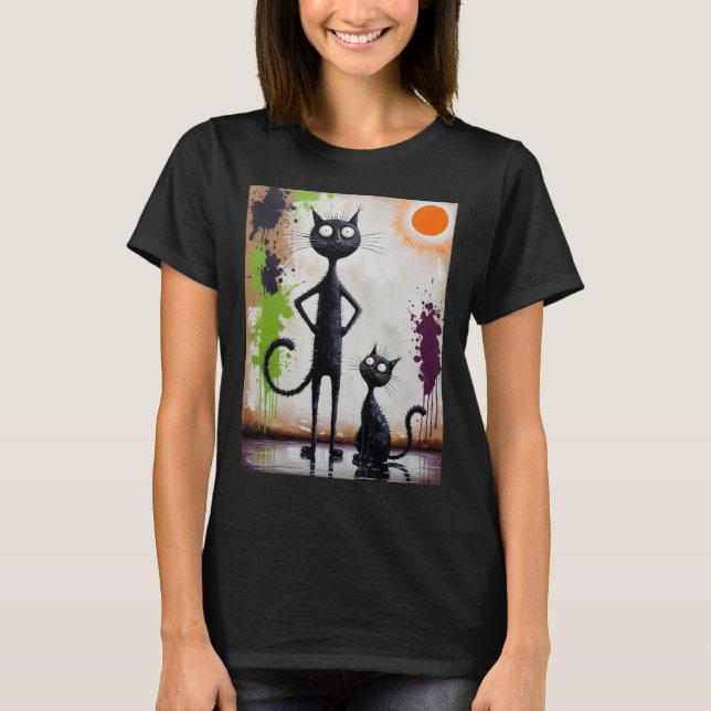 Abstraktes Surreal Cat Shirt - Künstlerisches Fels (Vorderseite)