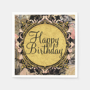 Abstraktes Swirl Pink Black & Gold Glam Grunge Par Serviette