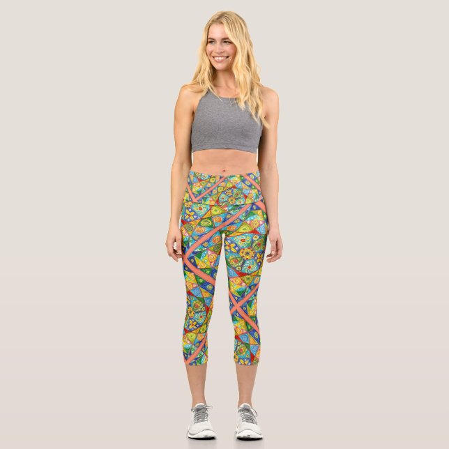 Abstraktes System Capri Leggings (Vorderseite)