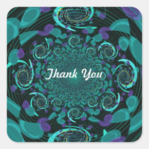 Abstraktes Teal-Design Quadratischer Aufkleber