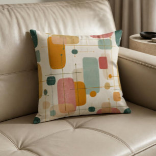 Abstraktes Teal, Gold und Rosa im Stil der Mitte d Kissen