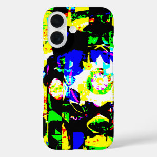 Abstraktes Techno Graphic Neon Noise Artwork MSG iPhone 16 Hülle