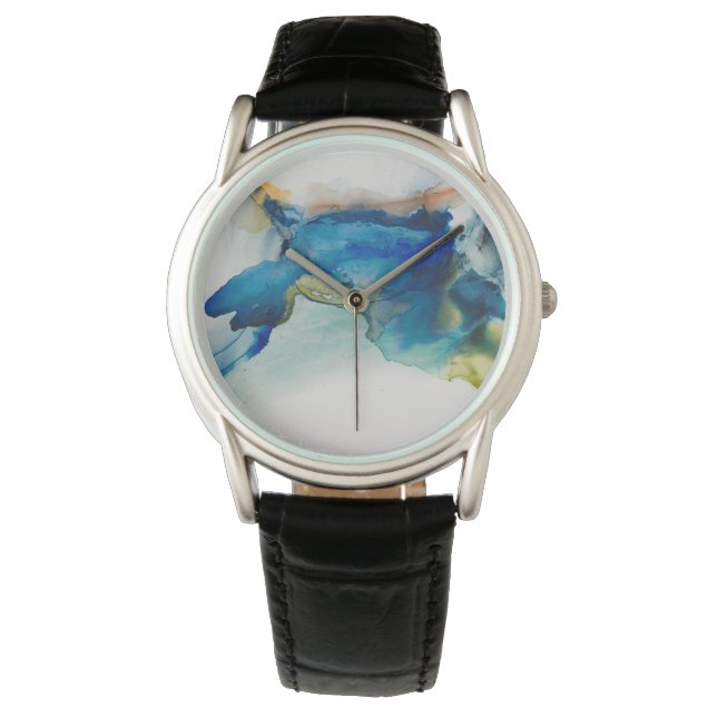 Abstraktes Terrain - Blau Armbanduhr (Vorderseite)