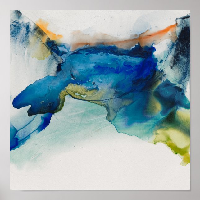 Abstraktes Terrain - Blau Poster (Vorne)