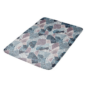 Abstraktes Terrazzo-Design von Blau und Mauve Badematte