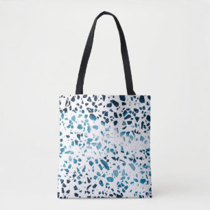 Abstraktes Terrazzo Mosaic Navy & Light Blue Muste