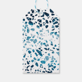 Abstraktes Terrazzo Mosaic Navy & Light Blue Muste Geschenkanhänger