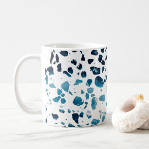 Abstraktes Terrazzo Mosaic Navy & Light Blue Muste Kaffeetasse