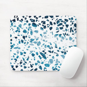 Abstraktes Terrazzo Mosaic Navy & Light Blue Muste Mousepad