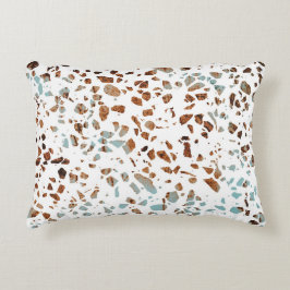 Abstraktes Terrazzo Mosaic Rust Brown & Blue Muste Dekokissen