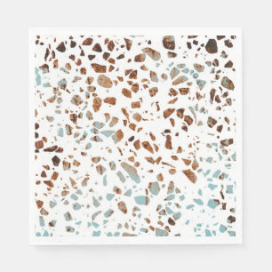 Abstraktes Terrazzo Mosaic Rust Brown & Blue Muste Serviette