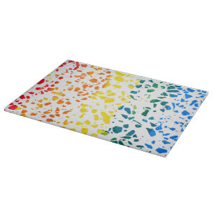 Abstraktes Terrazzo-Mosaik Farbverlauf-Regenbogenm Schneidebrett