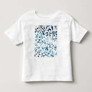 Abstraktes Terrazzo-Mosaik-Muster in Marineblau un Kleinkind T-shirt