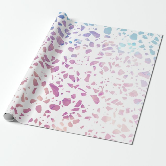Abstraktes Terrazzo Mosaik Pink & Blue Muster Geschenkpapier (Ungerollt)