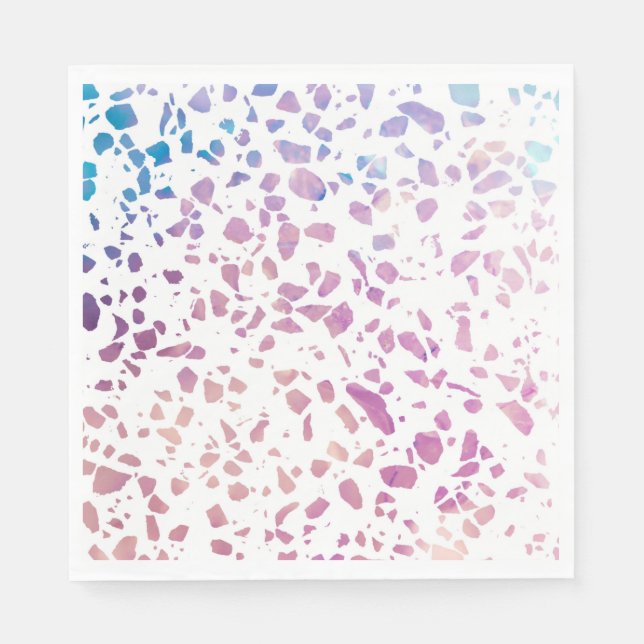 Abstraktes Terrazzo Mosaik Pink & Blue Muster Serviette (Vorderseite)