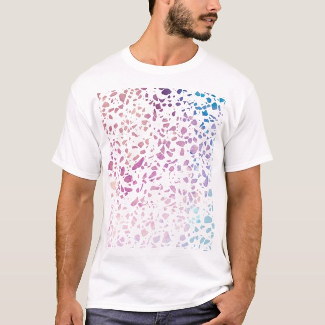 Abstraktes Terrazzo Mosaik Pink & Blue Muster T-Shirt (Vorderseite)