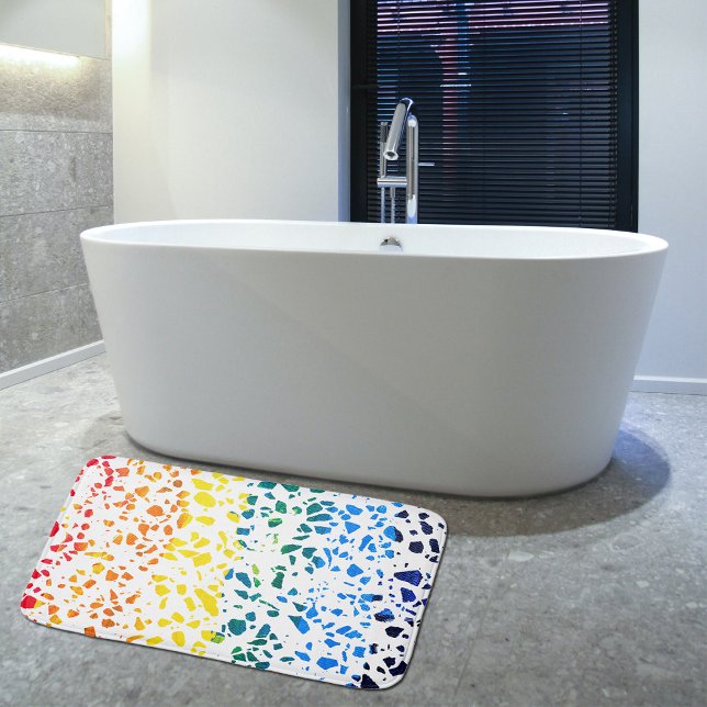 Abstraktes Terrazzo-Mosaik-Rainbow-Muster Badematte (Von Creator hochgeladen)