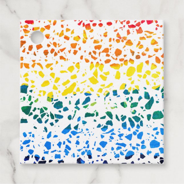 Abstraktes Terrazzo-Mosaik-Rainbow-Muster Geschenkanhänger (Vorderseite)