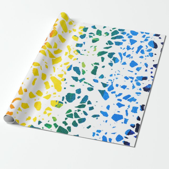 Abstraktes Terrazzo-Mosaik-Rainbow-Muster Geschenkpapier (Ungerollt)