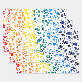 Abstraktes Terrazzo-Mosaik-Rainbow-Muster Geschenkpapier Set