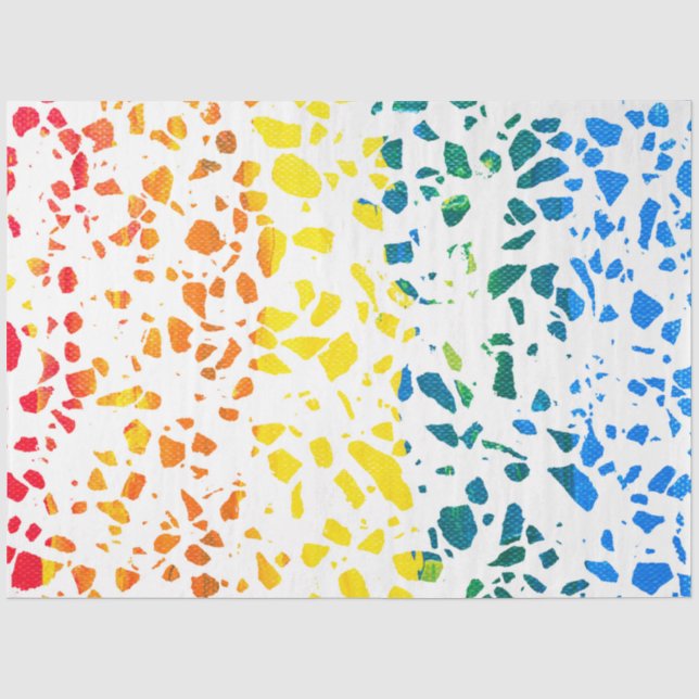 Abstraktes Terrazzo-Mosaik-Rainbow-Muster Seidenpapier (Vorderseite)