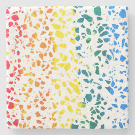 Abstraktes Terrazzo-Mosaik-Rainbow-Muster Steinuntersetzer