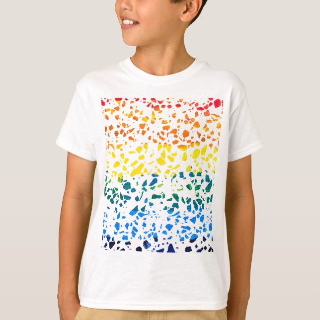 Abstraktes Terrazzo-Mosaik-Rainbow-Muster T-Shirt (Vorderseite)