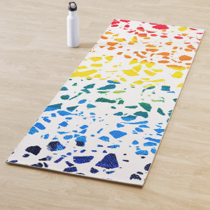 Abstraktes Terrazzo-Mosaik-Rainbow-Muster Yogamatte