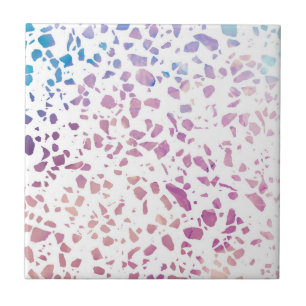 Abstraktes Terrazzo-Mosaik Rosa & Blau Muster Fliese
