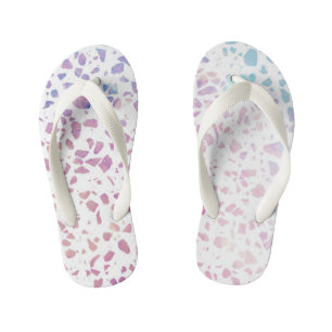 Abstraktes Terrazzo-Mosaik Rosa & Blau Muster Kinderbadesandalen