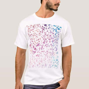 Abstraktes Terrazzo-Mosaik Rosa- und Blau-Muster T-Shirt