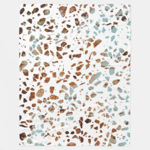 Abstraktes Terrazzo-Mosaik Rostbraun- und Blau-Mus Fleecedecke
