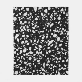 Abstraktes Terrazzo Mosaik Schwarz-Weiß-Muster Fleecedecke