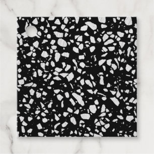 Abstraktes Terrazzo Mosaik Schwarz-Weiß-Muster Geschenkanhänger
