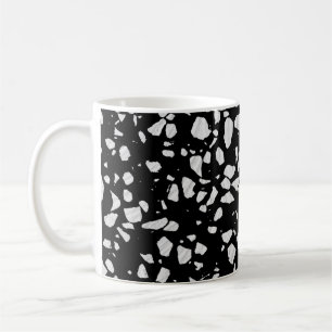 Abstraktes Terrazzo Mosaik Schwarz-Weiß-Muster Kaffeetasse