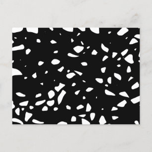 Abstraktes Terrazzo Mosaik Schwarz-Weiß-Muster Postkarte
