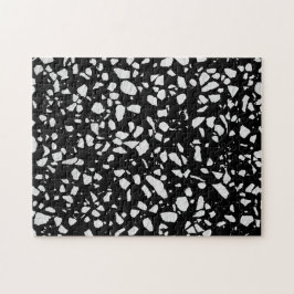 Abstraktes Terrazzo Mosaik Schwarz-Weiß-Muster Puzzle