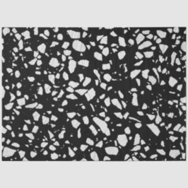 Abstraktes Terrazzo Mosaik Schwarz-Weiß-Muster  Seidenpapier