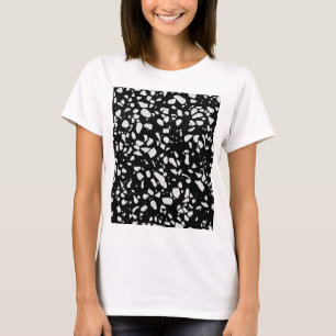 Abstraktes Terrazzo-Mosaik Schwarz-Weiß-Muster T-Shirt