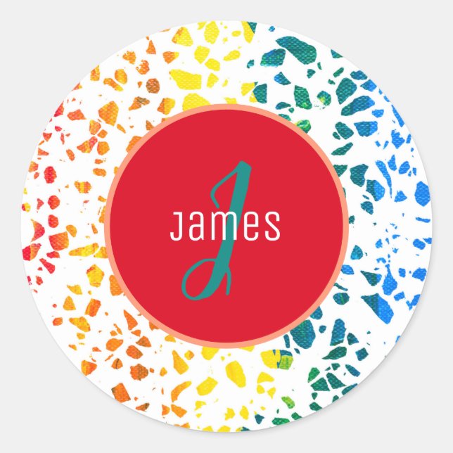 Abstraktes Terrazzo-Muster Runder Aufkleber (Vorderseite)