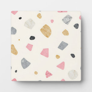 Abstraktes Terrazzo Rosa Grau Gold Muster Fotoplatte