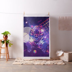 Abstraktes Tiger-Retro-kosmisches Design Stoff