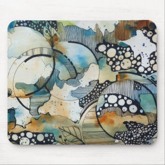 Abstraktes Tinten- und Aquarell-Mauspad | Modern Mousepad