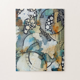 Abstraktes Tinten- und Aquarell-Puzzle Puzzle