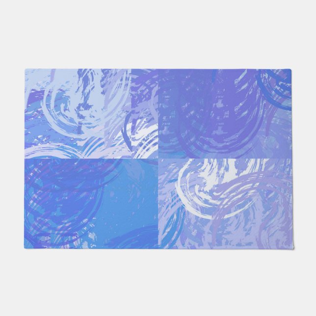 Abstraktes Tossed Türkis und Lila Fußmatte (Vorderseite)