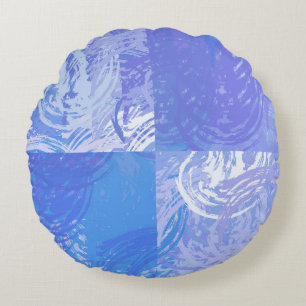 Abstraktes Tossed Türkis und Lila Rundes Kissen