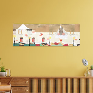 abstraktes Townhouse-Design in zerrissenem Papierb Leinwanddruck