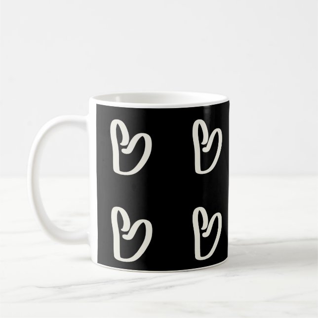 Abstraktes, trendiges, weißes Herz Kaffeetasse (Links)